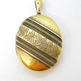 Victorian Sterling Silver Gilt Ivy Leaf Sweetheart Locket Pendant Antique 1881