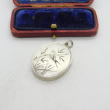 Victorian Sterling Silver Aesthetic Movement Swallow Sweetheart Locket 1880