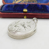 Victorian Sterling Silver Aesthetic Movement Swallow Sweetheart Locket 1880