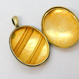 Victorian Sterling Silver Gilt Ivy Leaf Sweetheart Locket Pendant Antique 1881