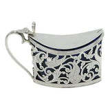 Sterling Silver Bird & Fish Pattern Mustard Pot Antique 1912 Chester Art Deco