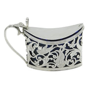 Sterling Silver Bird & Fish Pattern Mustard Pot Antique 1912 Chester Art Deco
