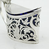 Sterling Silver Bird & Fish Pattern Mustard Pot Antique 1912 Chester Art Deco