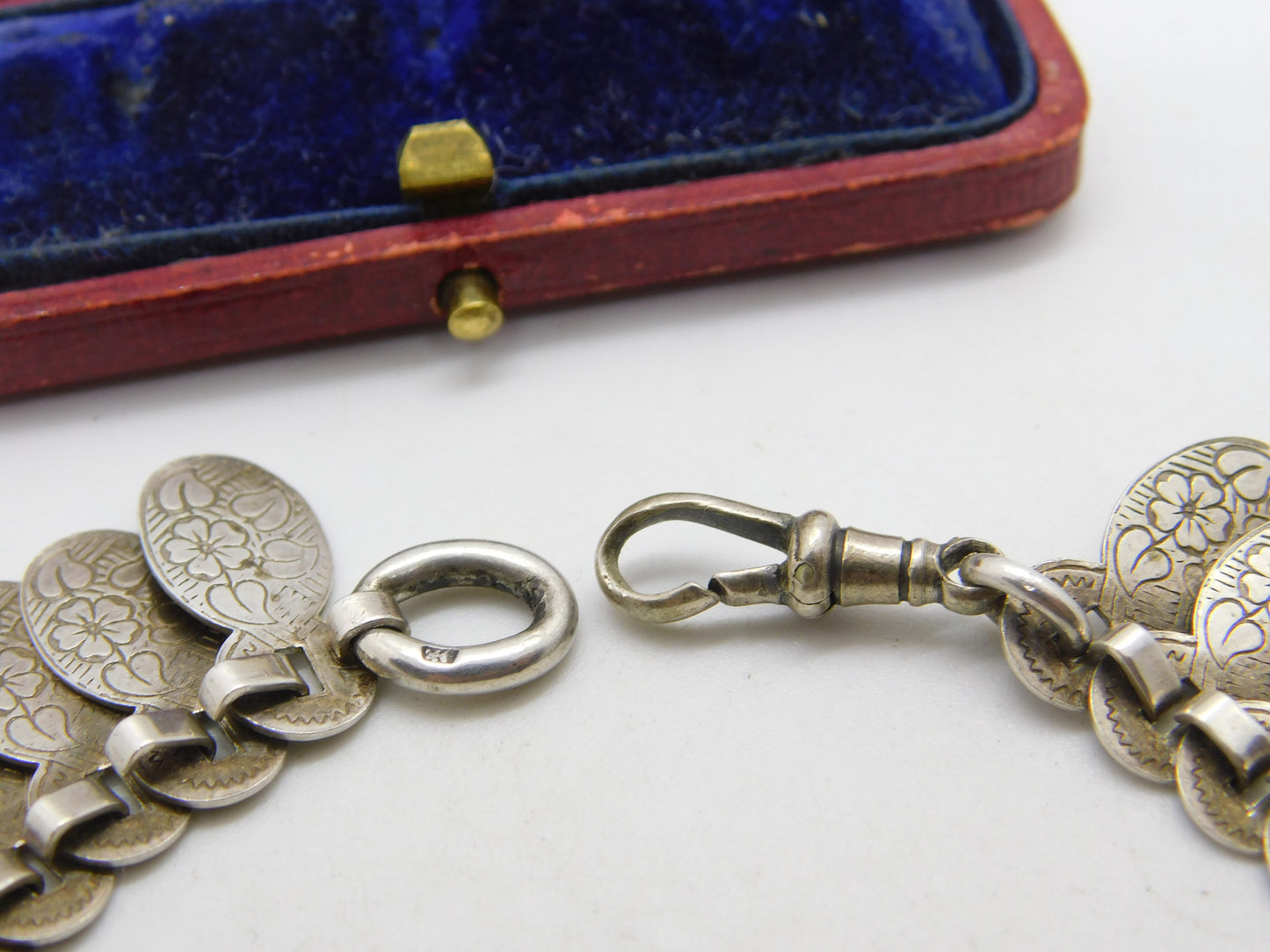 Victorian Sterling Silver Aesthetic Floral Pattern Tassel Bracelet Antique c1900