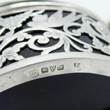 Sterling Silver Bird & Fish Pattern Mustard Pot Antique 1912 Chester Art Deco