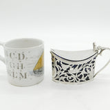 Sterling Silver Bird & Fish Pattern Mustard Pot Antique 1912 Chester Art Deco