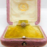9ct Yellow Gold Diamond Set Floral Cluster Ring 1995 Birmingham Size N UK