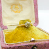 9ct Yellow Gold Diamond Set Floral Cluster Ring 1995 Birmingham Size N UK
