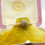 9ct Yellow Gold Diamond Set Floral Cluster Ring 1995 Birmingham Size N UK