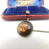 Victorian Gilt Metal Essex Crystal Fox Mask Stick Pin Antique c1860