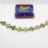 Lucky Shamrock Connemara Marble in Sterling Silver Bracelet Antique c1920