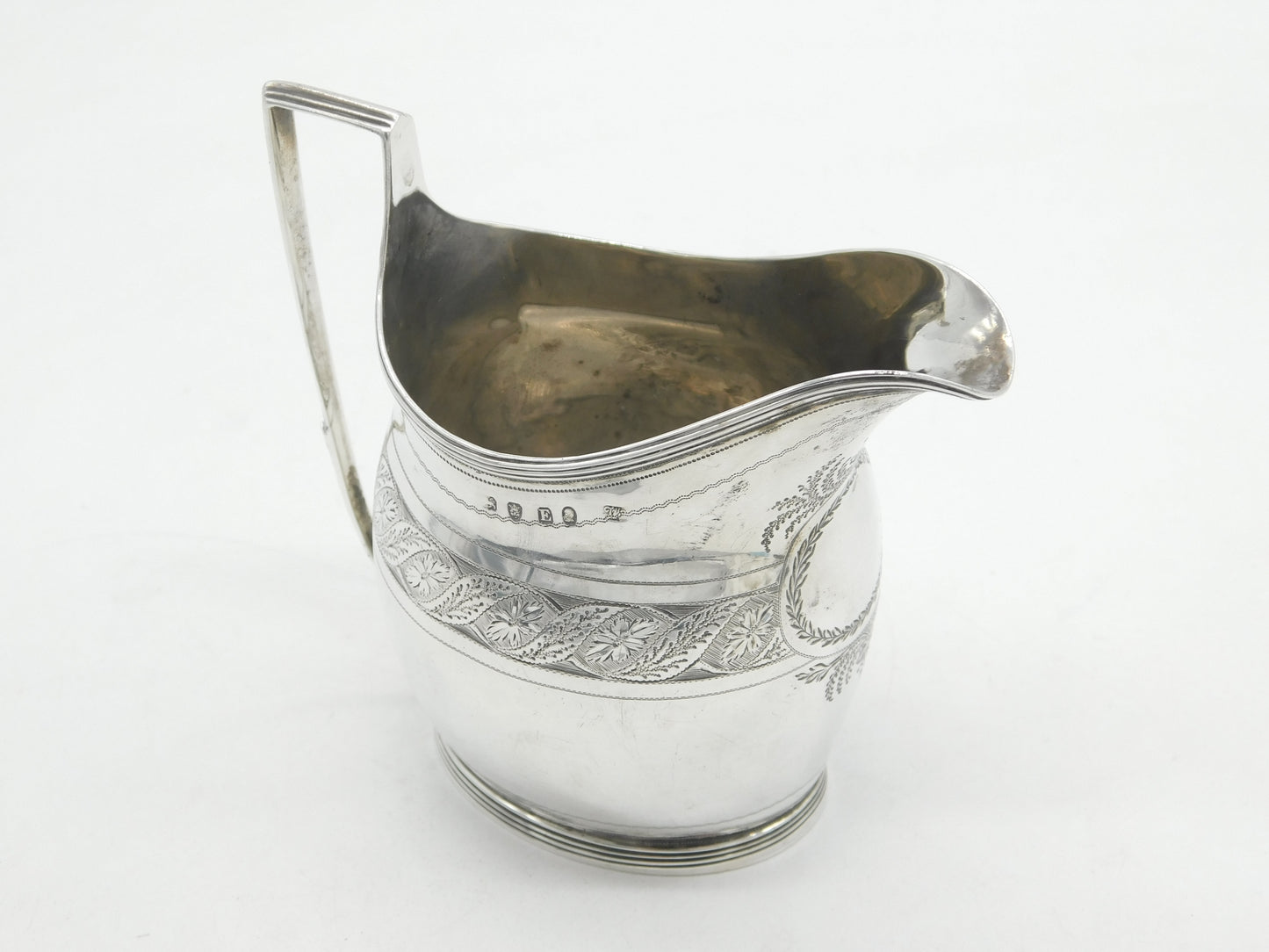 George III Sterling Silver Floral Pattern Cream Jug Antique 1800 London