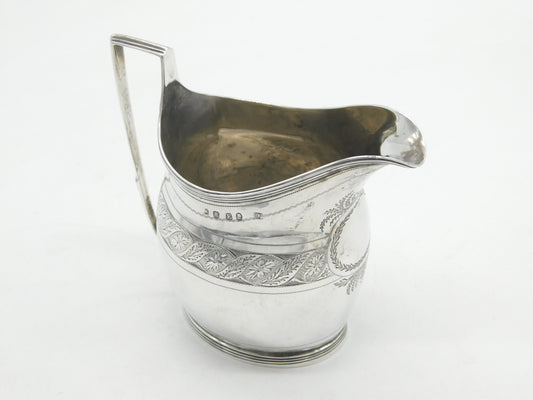 George III Sterling Silver Floral Pattern Cream Jug Antique 1800 London