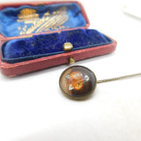 Victorian Gilt Metal Essex Crystal Fox Mask Stick Pin Antique c1860