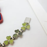 Lucky Shamrock Connemara Marble in Sterling Silver Bracelet Antique c1920