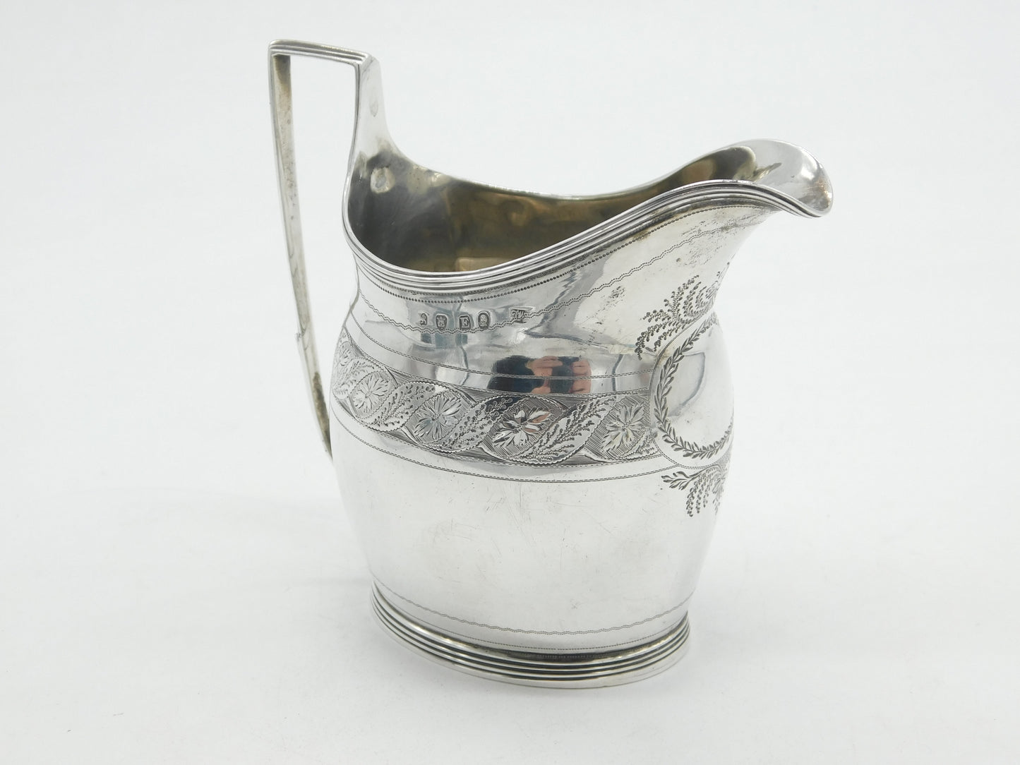 George III Sterling Silver Floral Pattern Cream Jug Antique 1800 London