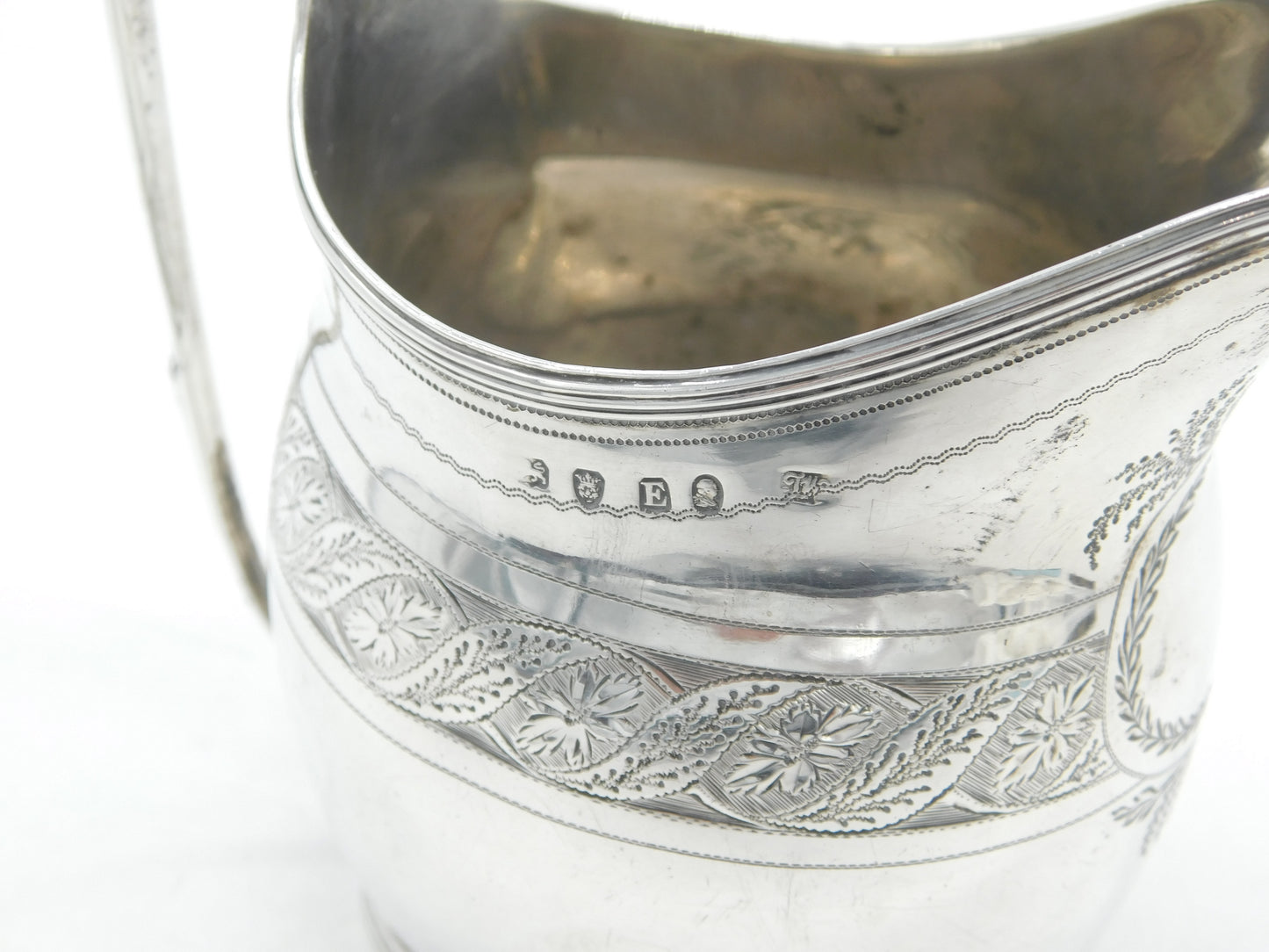 George III Sterling Silver Floral Pattern Cream Jug Antique 1800 London