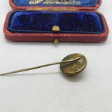 Victorian Gilt Metal Essex Crystal Fox Mask Stick Pin Antique c1860