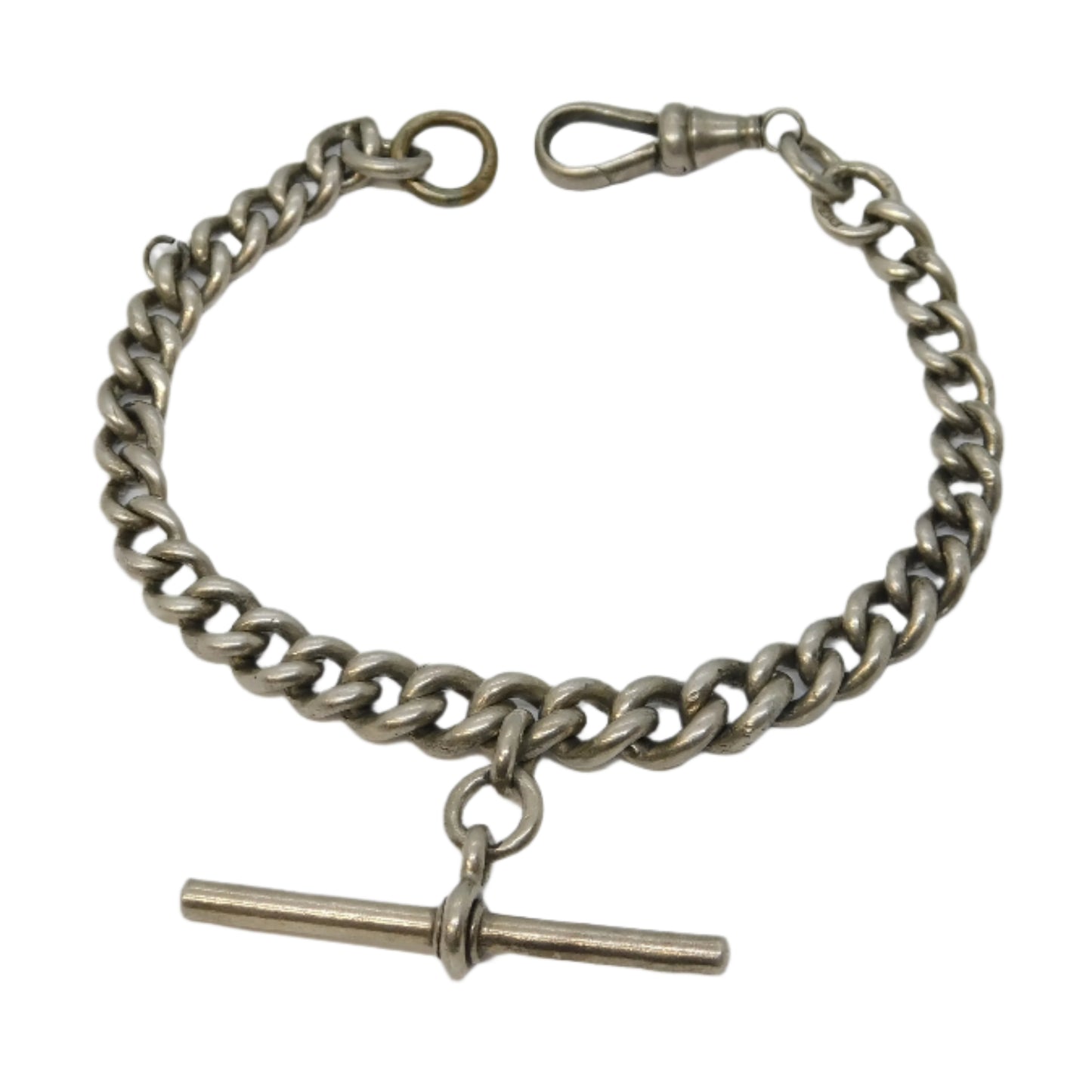 Edwardian Sterling Silver Graduated Watch Chain Bracelet Antique 1903 Birmingham