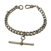Edwardian Sterling Silver Graduated Watch Chain Bracelet Antique 1903 Birmingham
