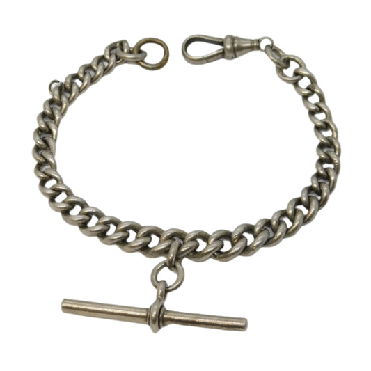 Edwardian Sterling Silver Graduated Watch Chain Bracelet Antique 1903 Birmingham