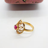French 18ct Yellow Gold 0.75ct Natural Ruby Shield Ring Antique c1900 Victorian