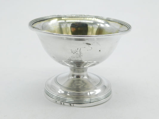George III Sterling Silver Crested Pedestal Salt Cellar Antique 1796 London