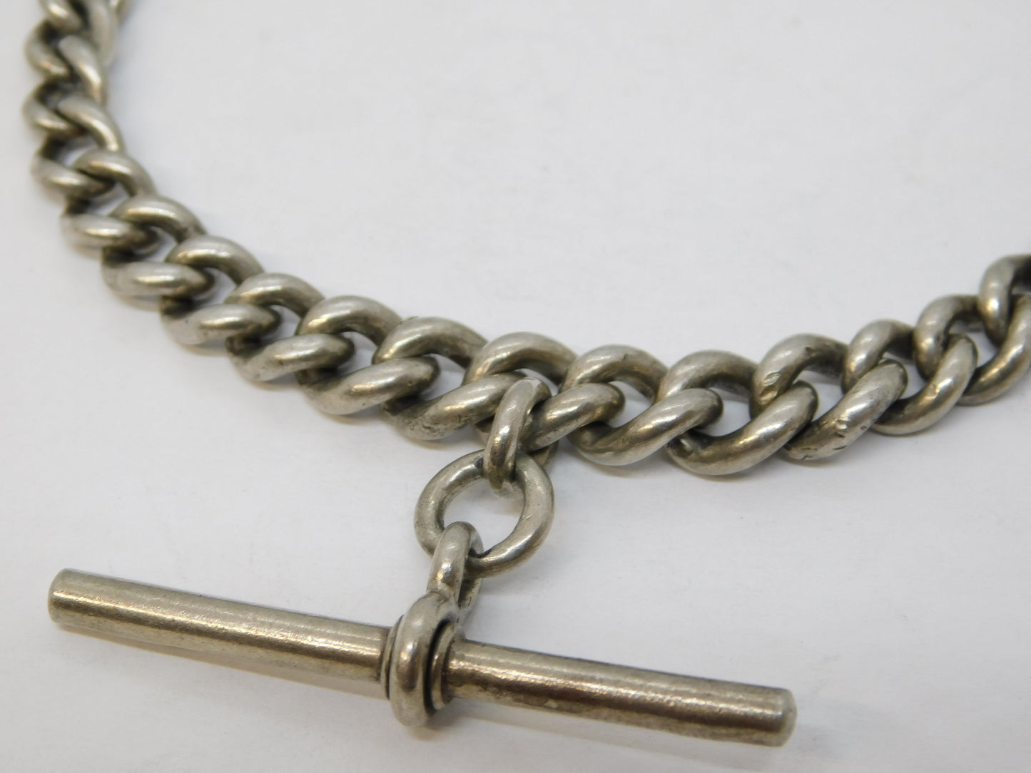 Edwardian Sterling Silver Graduated Watch Chain Bracelet Antique 1903 Birmingham