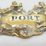 George III Brass Novelty Pub Tavern Pattern Port Decanter Label Antique c1820