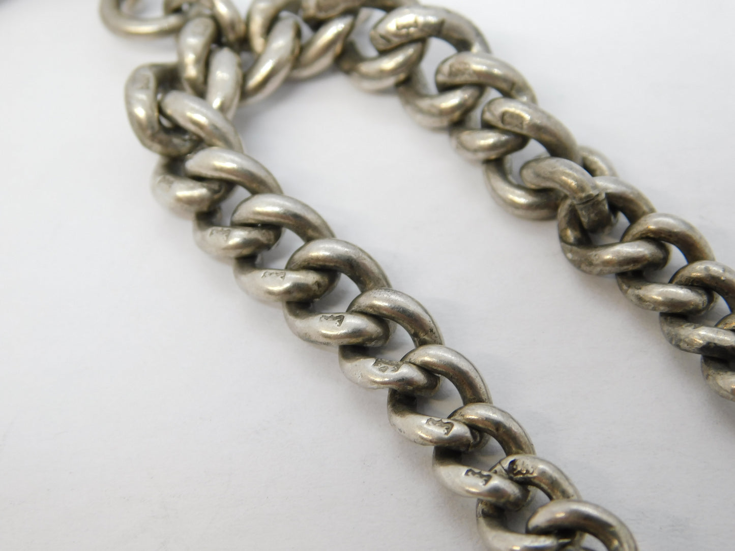 Edwardian Sterling Silver Graduated Watch Chain Bracelet Antique 1903 Birmingham