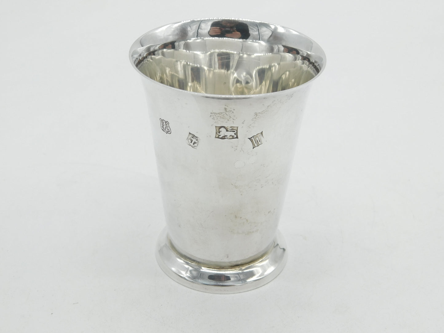 Sterling Silver Minimal Wine Beaker Display Hallmarks Vintage 1971 Birmingham