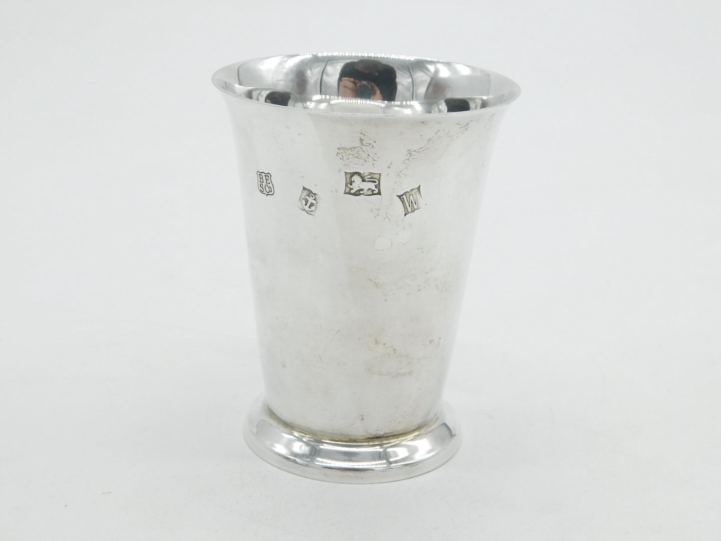 Sterling Silver Minimal Wine Beaker Display Hallmarks Vintage 1971 Birmingham
