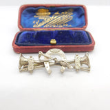 Victorian Sterling Silver Crop, Horn & Horseshoe Brooch 1890 Birmingham