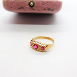 Victorian 9ct Gold, Ruby & Diamond Boat Ring Antique c1890 Chester