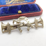 Victorian Sterling Silver Crop, Horn & Horseshoe Brooch 1890 Birmingham