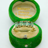 9ct Yellow Gold Baguette Cut Green Topaz Dress Ring Vintage 2005 Birmingham