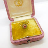 18ct Yellow Gold, Ruby & Diamond Floral Cluster Ring 1953 Birmingham Vintage