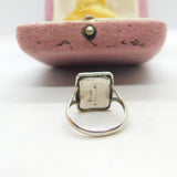 Sterling Silver & Butterfly Wing Bird Scene Dress Ring Antique c1920 Art Deco