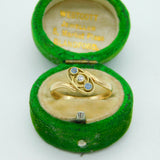 Victorian 9ct Yellow Gold, Sapphire & Diamond Crossover Ring Antique c1890
