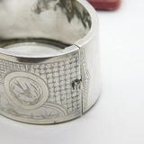Victorian Aesthetic Movement Swallow & Floral Pattern Cuff Bangle c1890 Antique