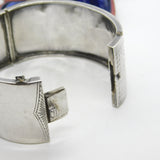 Victorian Aesthetic Movement Swallow & Floral Pattern Cuff Bangle c1890 Antique