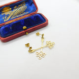 Pair of 9ct Yellow Gold Celtic Swirl Pattern Drop Stud Earrings Vintage c1970