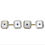 9ct Yellow Gold, Platinum, Pearl, Sapphire Cufflinks Antique 1948 Birmingham