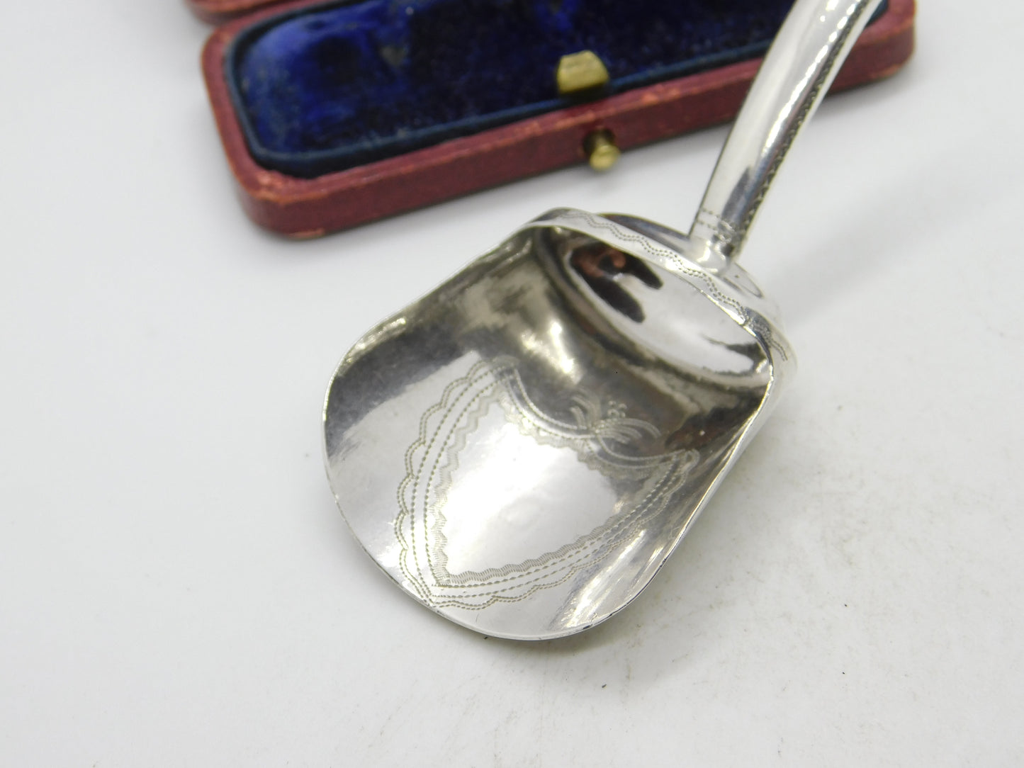 Georgian Sterling Silver Tea Caddy Spoon Shovel 1801 Birmingham Antique