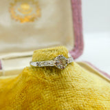 18ct Gold & Platinum Set 0.25ct Diamond Solitaire Ring Antique c1920 Art Deco