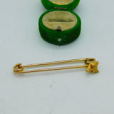 9ct & 18ct Yellow Gold Fox Mask Ruby Eye Hunting Stock Pin Brooch Antique 1936