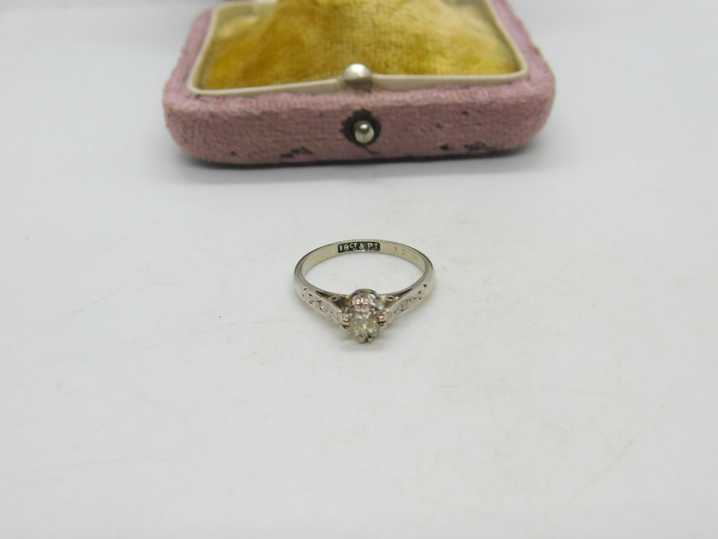 18ct Gold & Platinum Set 0.25ct Diamond Solitaire Ring Antique c1920 Art Deco