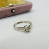 18ct Gold & Platinum Set 0.25ct Diamond Solitaire Ring Antique c1920 Art Deco