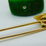 9ct & 18ct Yellow Gold Fox Mask Ruby Eye Hunting Stock Pin Brooch Antique 1936