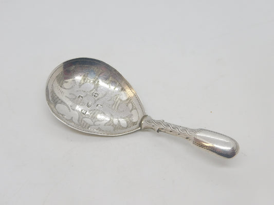 George IV Sterling Silver Floral Tea Caddy Spoon Antique 1824 Birmingham
